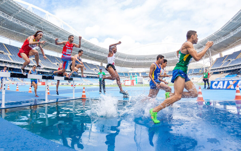 Runners in Steeple Chase race